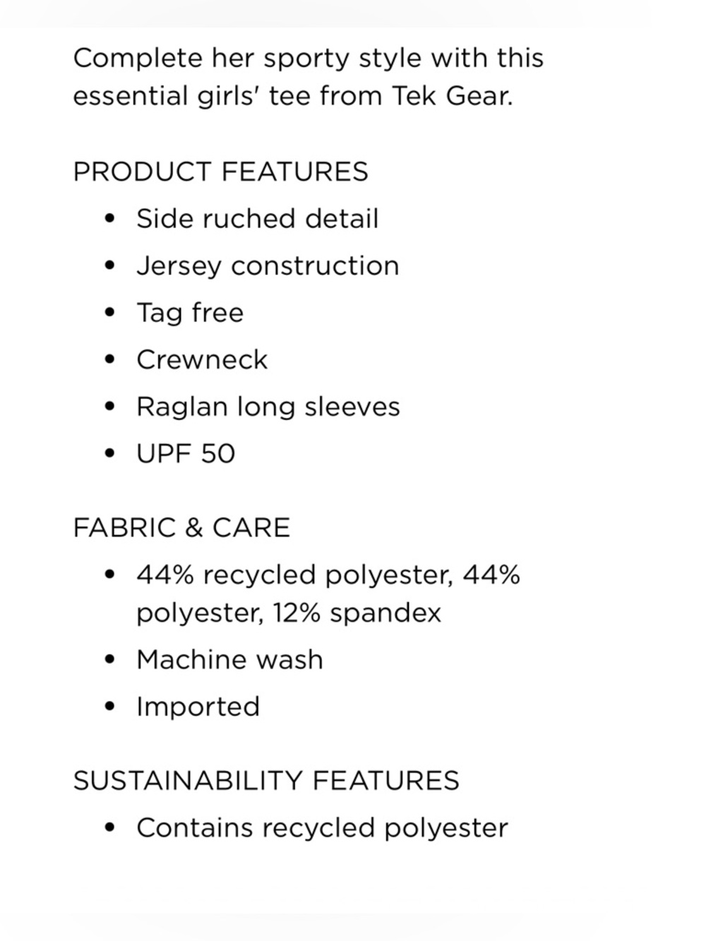 Tek Gear® Soft Tek Ruched Tie Dye Long Sleeve Tee Girls XL (14/16) - Picture 6 of 6